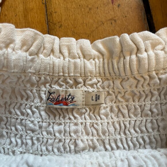 Faherty White Organic Cotton Puff Sleeve Babydoll Dress, Size Large - Picture 8 of 12